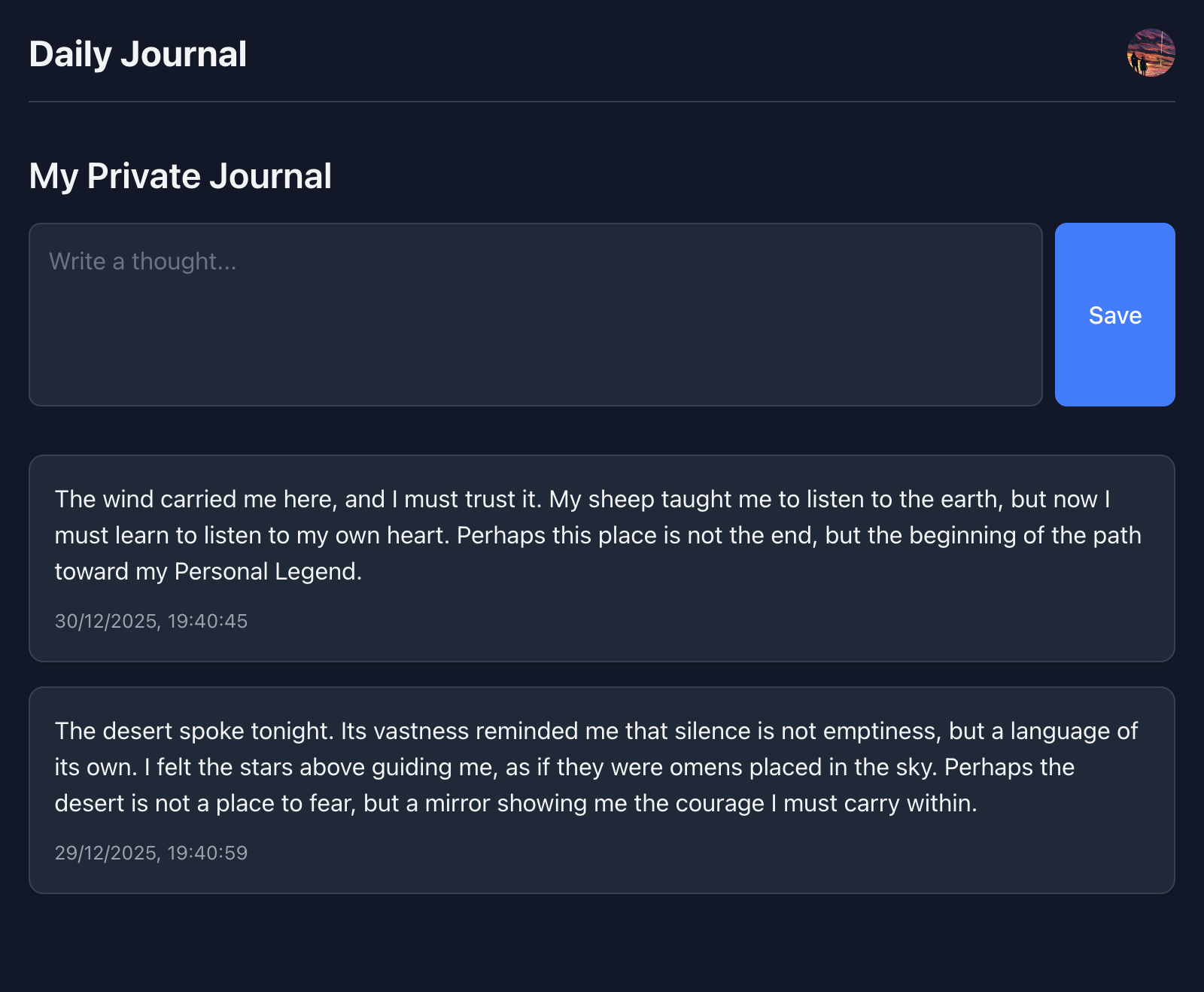 Journal app demo